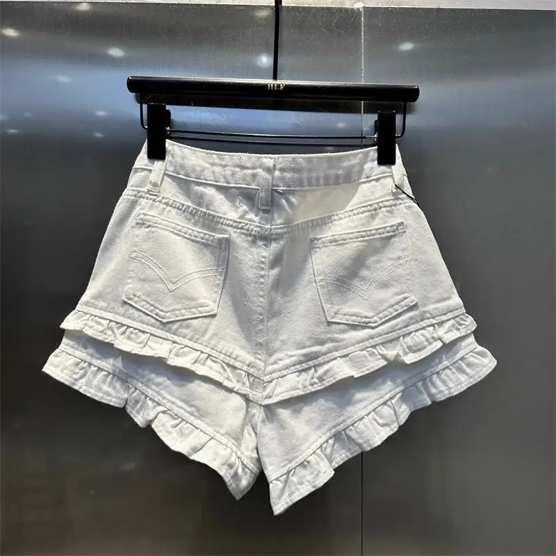 Rulffle Hem Denim Shorts