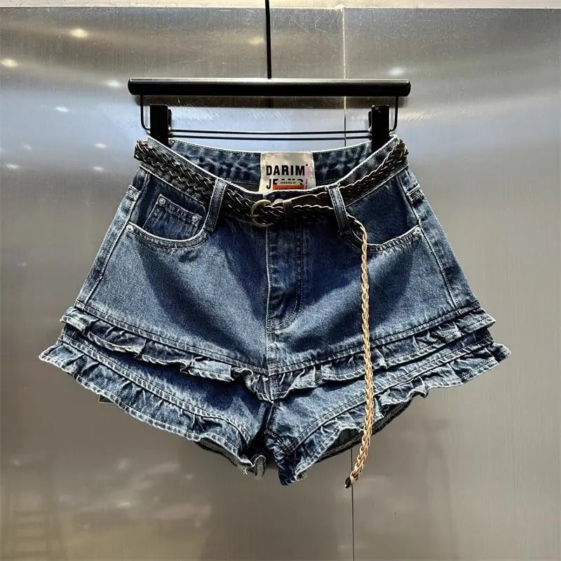 Rulffle Hem Denim Shorts