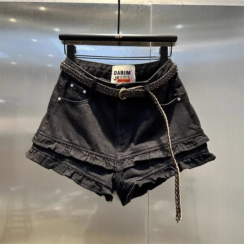 Rulffle Hem Denim Shorts