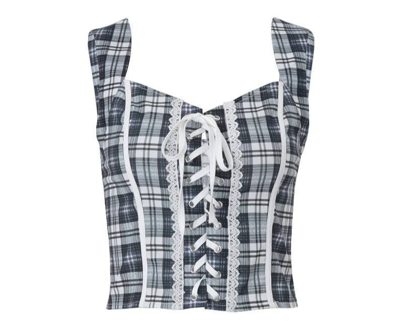 Plaid Corset Crop Top