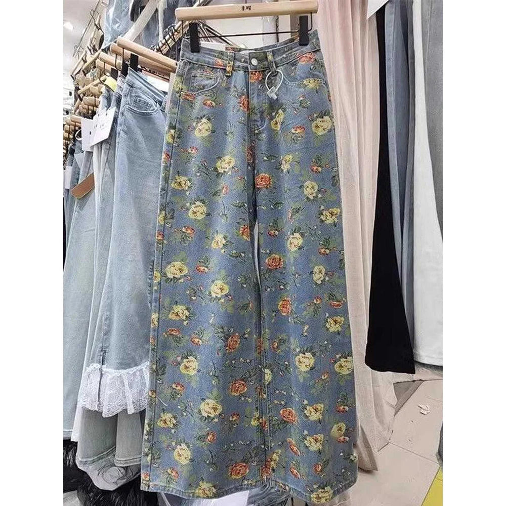 Print Wide Leg Jeans