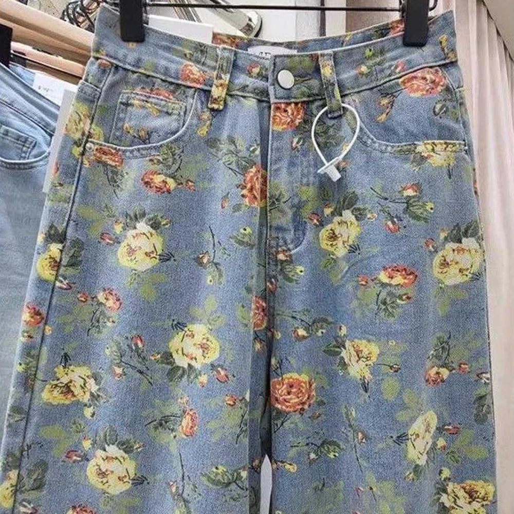 Print Wide Leg Jeans