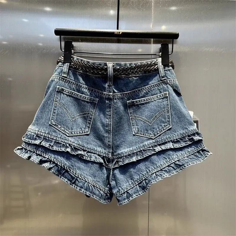 Rulffle Hem Denim Shorts