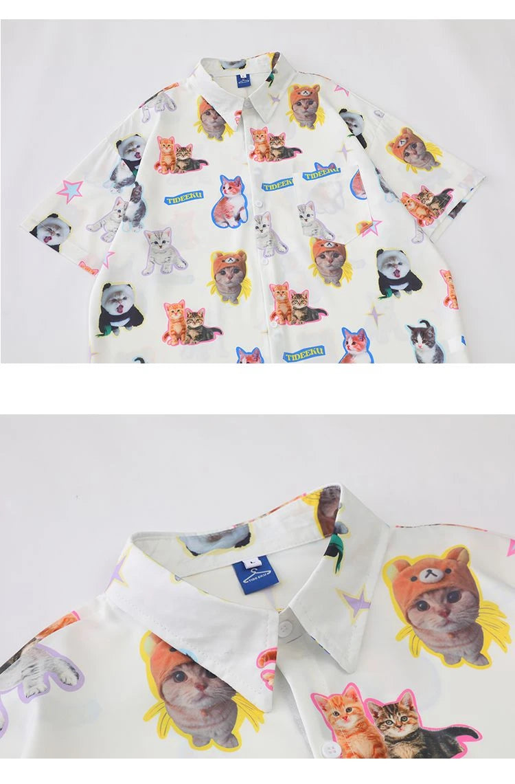 Cat Print Blouses