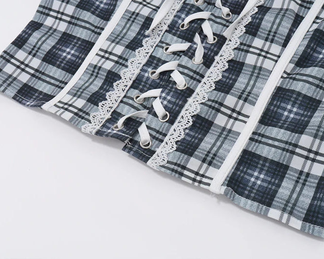 Plaid Corset Crop Top