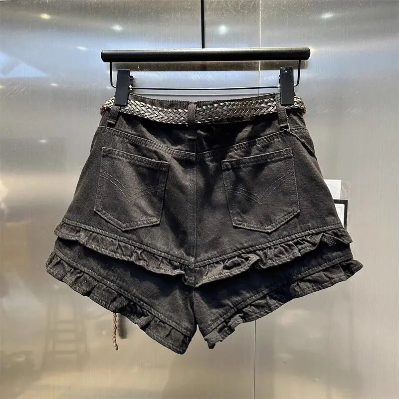 Rulffle Hem Denim Shorts
