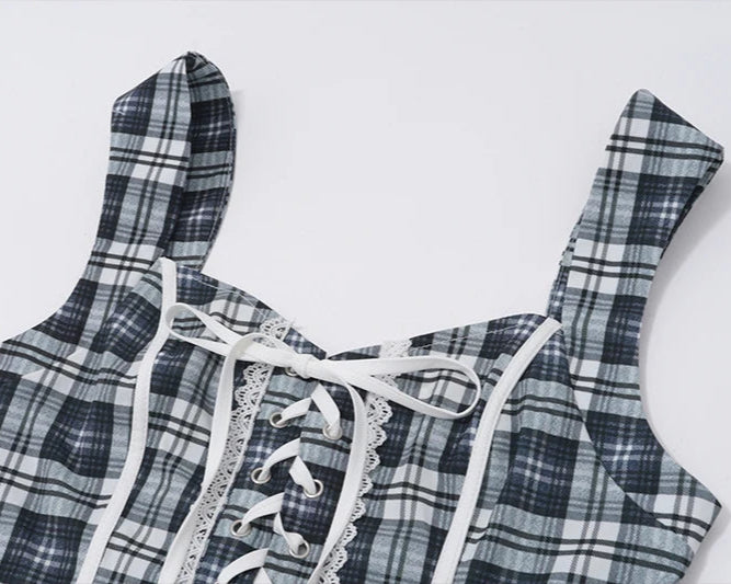 Plaid Corset Crop Top