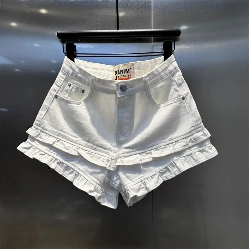 Rulffle Hem Denim Shorts