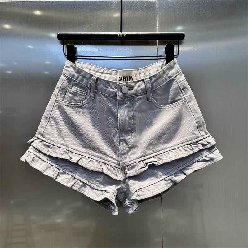 Rulffle Hem Denim Shorts